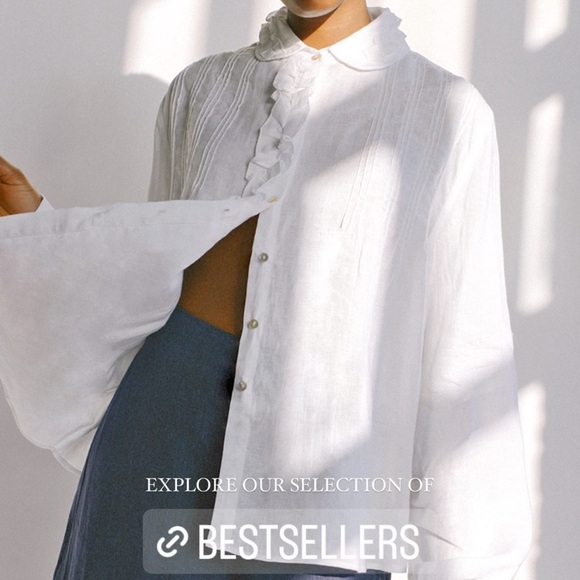 ArkiTaip Joanna Linen Blouse – Artisan White – Size S - Picture 9 of 13